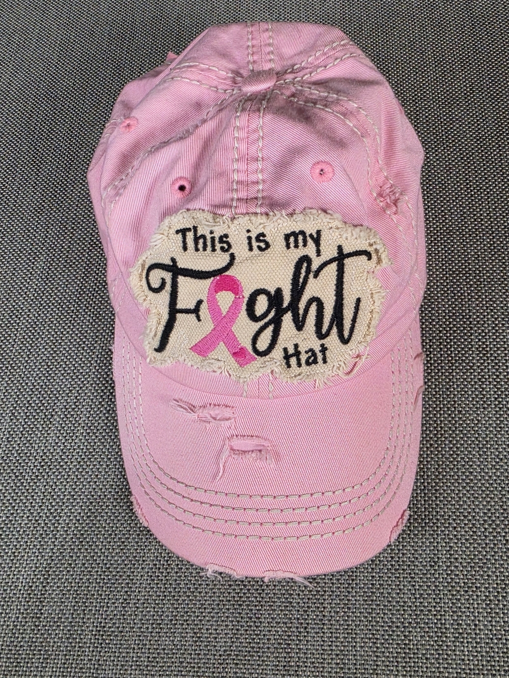 KBETHOS Pink 'This is my Fight Hat' Embroidered Distressed Cap